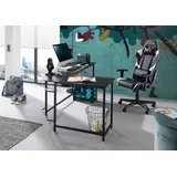 MCA Furniture Eckschreibtisch Maletto in Schwarz Schreibtisch mit Metallgestell 168x130 cm - Schwarz
