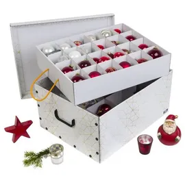 Kreher Set: 3 x Karton für Christbaumkugeln_Dekor: Retro Weiß / Gold