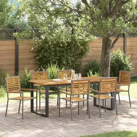 vidaXL Garten Essgruppe 7-tlg. Grau