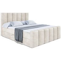 ALTDECOR Boxspringbett mit Kopfteil, Bettkasten und Fußteil, Polsterbett BOXI1-Z - Hart (H4) Matratze - 140x200 - Taupe Samt