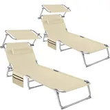 Tectake Sonnenliege 190 x 68 x 28 cm Beige