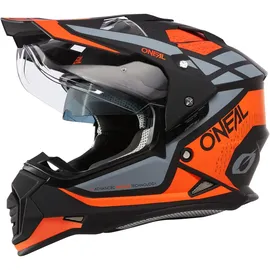 O'Neal | Motorradhelm | Enduro Motorrad | Ventilationsöffnungen für maximalen Luftstrom & Kühlung, integrierte Sonnenblende | Sierra Helmet R V.24 | Erwachsene | Schwarz Orange Grau | Größe M