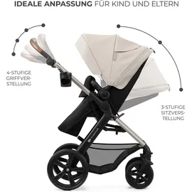 Kinderkraft MOOV 2 3-in-1 Moonlight Grey, Kinderwagen 3 in 1 Kinderwagenset bis 22 kg mit EVA-Rädern
