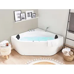 Whirlpool Badewanne weiß Eckmodell mit LED 140 x 140 cm MEVES