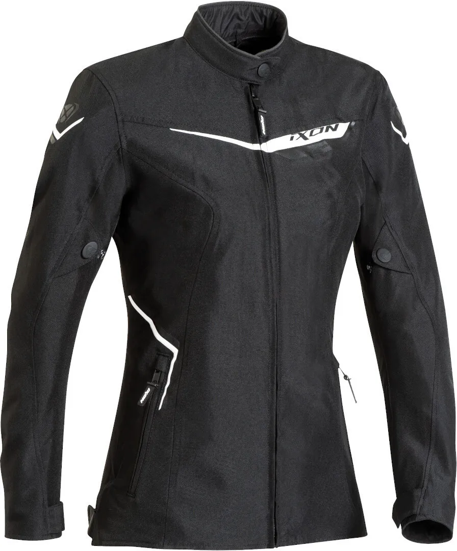 Ixon Slash Dames Motorfiets Textiel Jas, zwart-wit, XS Voorvrouw