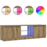 vidaXL TV-Schrank mit LED-Leuchten Artisan-Eiche 120x30x36 cm Braun Holz