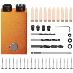 TACKLIFE 45-teiliges Taschenloch-Vorrichtungs-Set, quadratischer Schraubendreher und Sechskantschlüssel, für Heimwerker-Zimmerei-Projekte, PTA01H