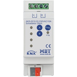 MDT AKS-0210.03 Schaltaktor 2-fach, 2TE, REG, 10A, 230VAC, C-Last, Standard, 140μF