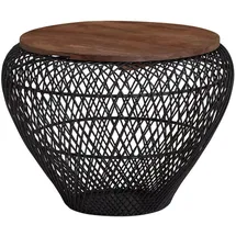 KADIMA DESIGN Runder Couchtisch Schwarz Mangoholz 60 x 60 x 45 cm