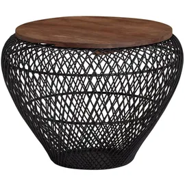 KADIMA DESIGN Runder Couchtisch Schwarz Mangoholz 60 x 60 x 45 cm