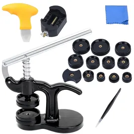 casativo Profi Uhren Einpresswerkzeug 17 tlg., Reparatur Werkzeug für Uhren inkl. 12 Druckplatten, ideal für den Batteriewechsel
