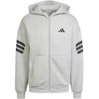 adidas Future Icons Three Stripes Full-Zip Hoodie, medium grey heather L