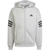 adidas Future Icons Three Stripes Full-Zip Hoodie, medium grey heather L