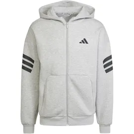 adidas Future Icons Three Stripes Full-Zip Hoodie, medium grey heather L
