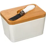 5five simply smart Butterdose Beige, Keramik, 9.3x9x13.5 cm, Küchenzubehör, Vorratsbehälter, Butterdosen