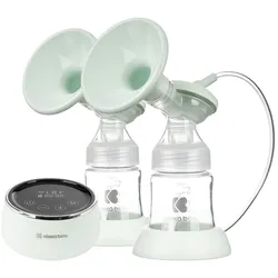 Kikkaboo Doppelmilchpumpe elektrisch Nessa 150 ml Flasche, Touchscreen Display grün