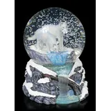Nemesis Now Nemesis Now, Warriors of Winter, Lisa Parker, Schneekugel mit Wolfsfiguren, 14,5 cm, weiß, Kunstharz und Glas, Einheitsgröße