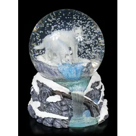 Nemesis Now Nemesis Now, Warriors of Winter, Lisa Parker, Schneekugel mit Wolfsfiguren, 14,5 cm, weiß, Kunstharz und Glas, Einheitsgröße
