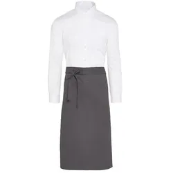 ROME - Medium Length Bistro Apron with Pocket: One Size / Grey