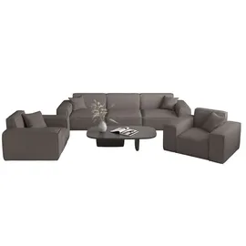 Fun Möbel Sofaset Designersofa CELES PREMIUM 3-1-1 in Stoff Scala Taupe - Beige