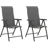 vidaXL Gartenstühle 2 Stk. Klappbar Grau Poly Rattan