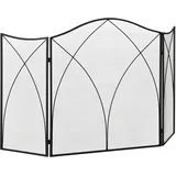 HOMCOM Kaminschutzgitter, Klappbares Kamingitter mit 3 Paneelen, Ofenschutzgitter, Funkenschutzgitter für Wohnzimmer, Metall, 126 x 76 cm, Schwarz