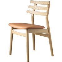 FDB Møbler - J48 Stuhl, Eiche matt lackiert / Leder cognac
