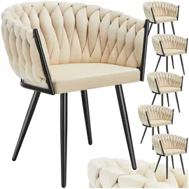 Tectake tectake® Esszimmerstuhl, Astano Samt, Knotendesign, schlanke Stahlbeine, 60,5 x 55 x 75 cm