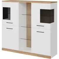 Home Affaire »Ribe,120cm breit,112cm hoch,12 Fächer«, Oberplatte Massivholz,schwarze Metall