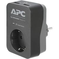 APC PME1WU2B-GR Überspannungsschutz-Zwischenstecker mit USB Schwarz