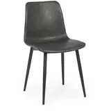 Esszimmerstuhl Kyra, Kunstleder und Metall, modern, anthrazit-schwarz, pflegeleicht