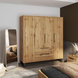 masseno Drehtürenschrank HALLETTA 191 x 210 x 60 cm Braun