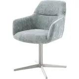 DeLife Drehstuhl Pejo-Flex Chenille Pastellblau Fußkreuz Edelstahl 360° drehbar Taschenfederkern,