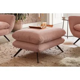 KAWOLA Hochlehnsessel CHARME Cord 70 x 100 x 80 cm Rosa mit Hockerbank