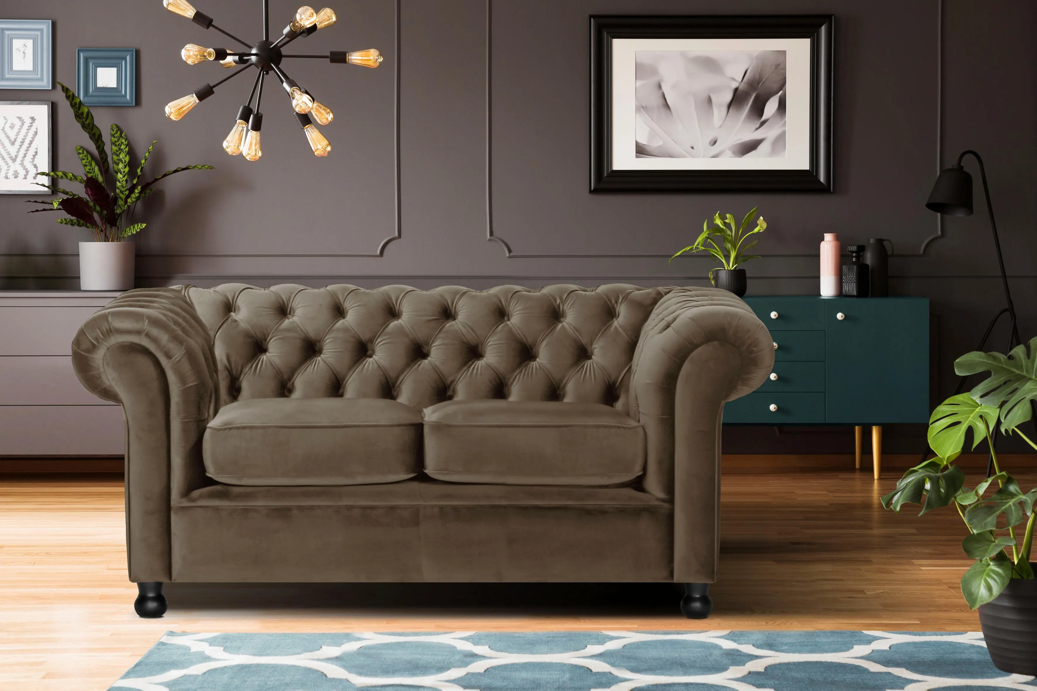 Home affaire Chesterfield-Sofa »Chesterfield Home 2-Sitzer«, mit edler Knopfheftung und typischen Armlehnen Home affaire taupe