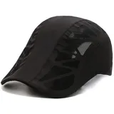 Baynetin Herren Schirmmütze Schiebermütze,Einstellbare Schnell Trocknende Masche Atmungsaktiv Baskenmütze Gatsby Newsboy Flatcap Herren Barett Kappe Cabbie Cap (Schwarz) - Einheitsgröße