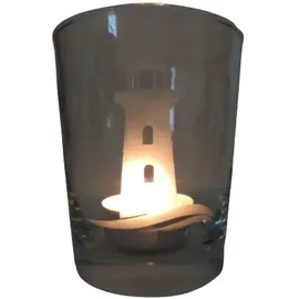 lichtidee Teelicht Glas Windlicht Glas Trink Glas geätzt, Tischlicht Motiv Leuchtturm, Ostern, Maritim, Natur, Handemade Unikat Liebe Ostern Muttertaggeschenk, Höhe 8cm,
