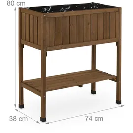Relaxdays Hochbeet 80 x 74 x 38 cm Braun