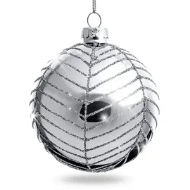 SIKORA Highlights 4er Set Christbaumkugeln aus Glas Silber, Farbe/Modell:Modell New York Silber, Größe:8 cm