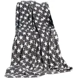 CELINATEX Flauschige Kuscheldecke 150 x 200 cm grau Decke Sofa Couch Wohndecke weich Stars Mikrofaser Fleece Oeko-TEX Moonlight