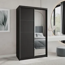 masseno Schwebetürenschrank VARO 120 x 205 x 60 cm Schwarz