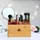 Relaxdays Kosmetik Organizer, Make up Organizer mit Schublade, Pinselhalter, Bambus, HxBxT: 19 x 25,5 x 12,5 cm, Natur