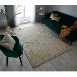 Kadima Design Eleganter Wohnzimmer Teppich `Ouse Esme`, Metallische Farben - Farbe: Gold, 120x170 cm