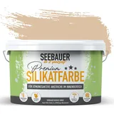 SEEBAUER diy Silikatfarbe Hellbraun 2,5L für Innen (No. 616 Beech Wood) Atmungsaktive Mineralfarbe für Allergiker - Abwaschbare Wandfarbe - Brauntöne hohe Deckkraft