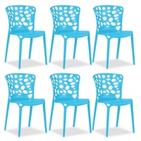 Homestyle4u 2458, Gartenstuhl blau 6er Set stapelbar wetterfest Gartenmöbel Stühle aus Kunststoff modern