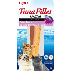 INABA Thunfischfilet für Katzen - Extra zartes Thunfischfilet in Thunfischbrühe 15g