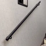 Handläufe für Treppengeländer, 100 cm, 1,5 m, 1,8 m, 2 m, 280 cm, 300 cm, 560 cm, Wandmontage, rutschfeste Handlauf-Stützstangengeländer – Halterungen aus schwarzem Metall und Schmiedeeisen(120cm)