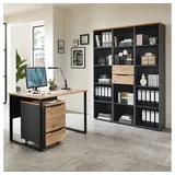 Lomadox Büromöbel Set 5-teilig Manresa-36 Mit 120cm Schreibtisch In Graphit Und Eiche