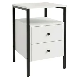 Relaxdays Nachtschrank 2 Schubladen 61 x 40 x 40 cm Weiß/Schwarz