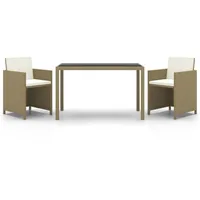 vidaXL Garten-Essgruppe 3-tlg. Beige